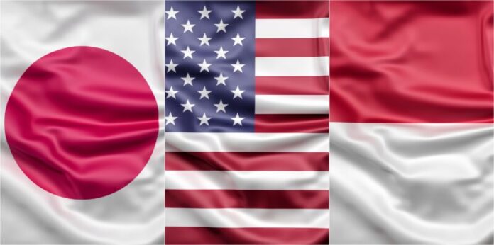 Japão, EUA e indonésia