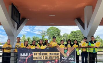 Maio Amarelo leva ação de conscientização no trânsito a motoristas e pedestres no T7