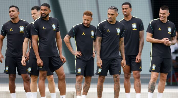 Atletas da Seleção Brasileira durante o último treino de preparação no CT Columbia Park para o jogo contra o Haiti Créditos- Rafael Ribeiro:CBF