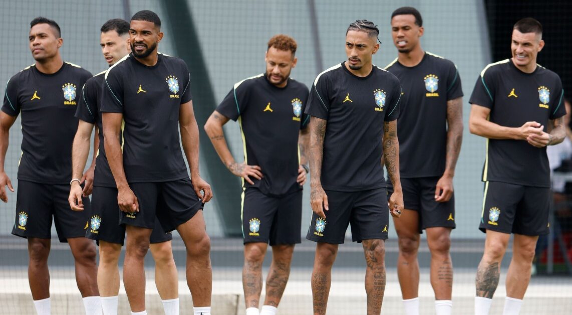 Atletas da Seleção Brasileira durante o último treino de preparação no CT Columbia Park para o jogo contra o Haiti Créditos- Rafael Ribeiro:CBF