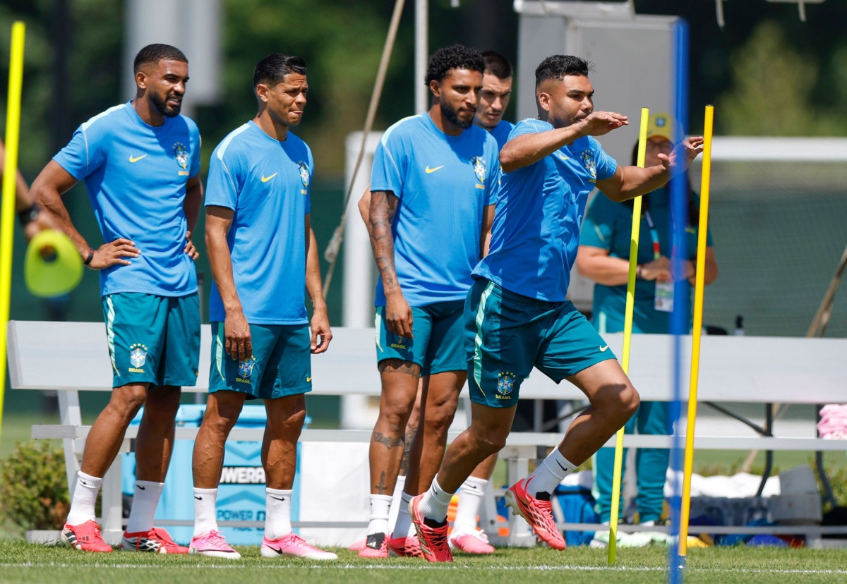 Casemiro durante aquecimento da Seleção Brasileira na véspera da estreia na Copa do Mundo 2026 Créditos- Rafael Ribeiro:CBF