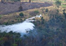 Aeronaves lançam 3,2 milhões de litros de água contra incêndios florestais no Amazonas